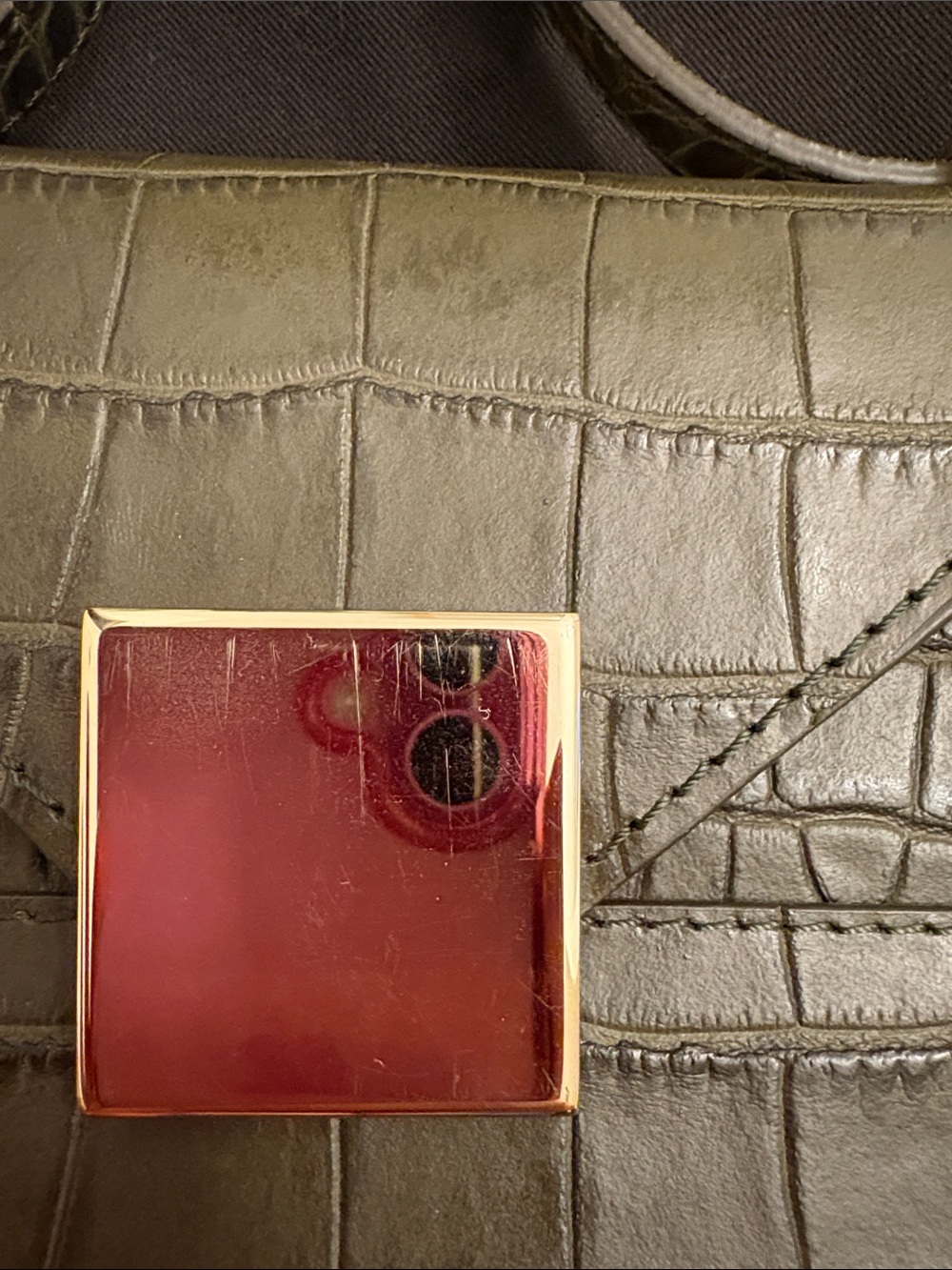 DeMellier Black Croc-Embossed Mini Crossbody with Gold Square Clasp - Picture 3 of 13